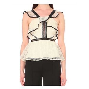 Self Portrait Contrast Ruffle Flounce Peplum Top